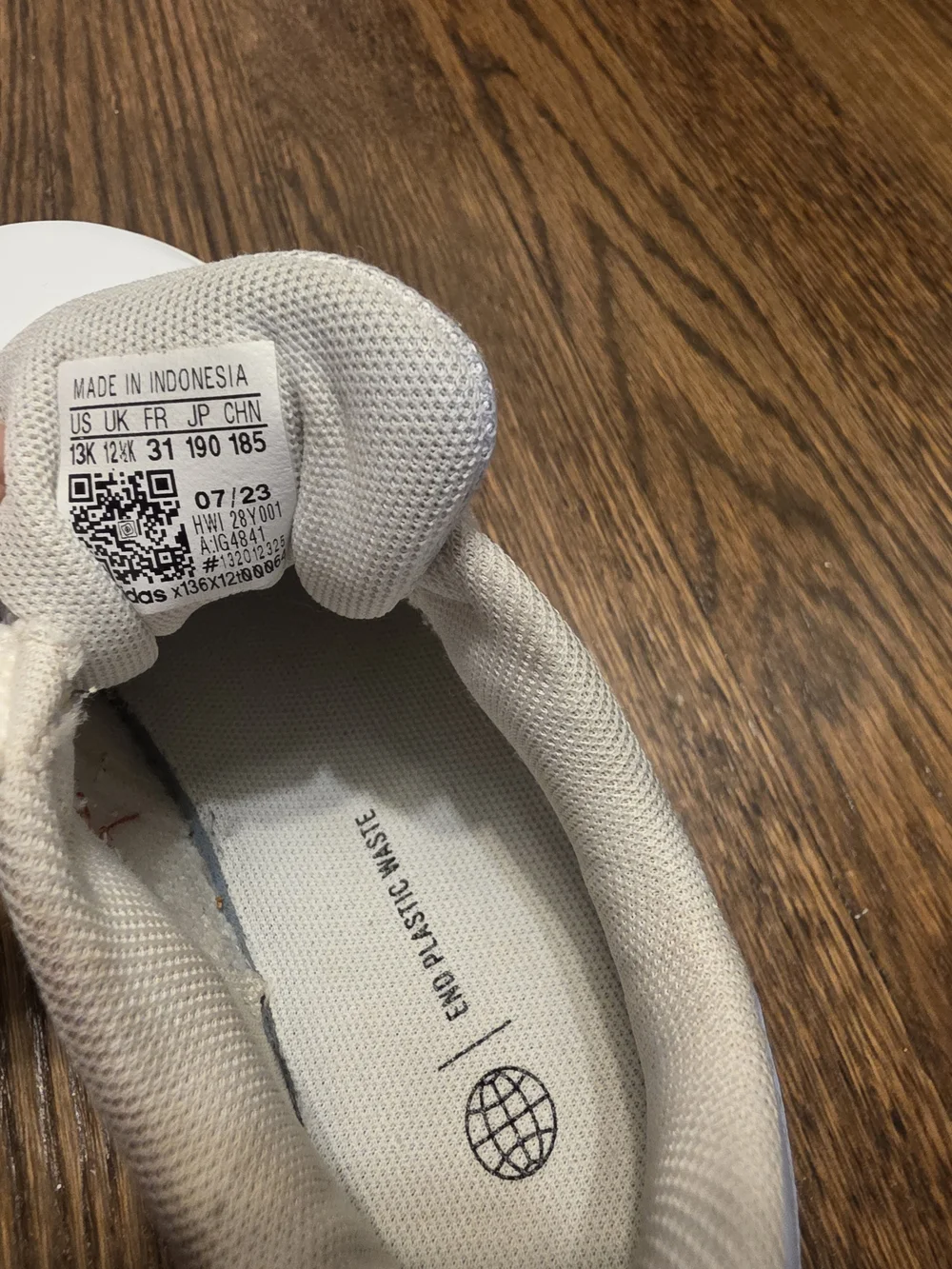 adidas Kids White Sneakers with Light Blue Stripes Velcro